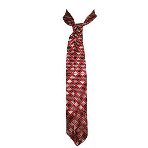 Ermenegildo Zegna Silk Tie Red Black Geometric Plaid Italy